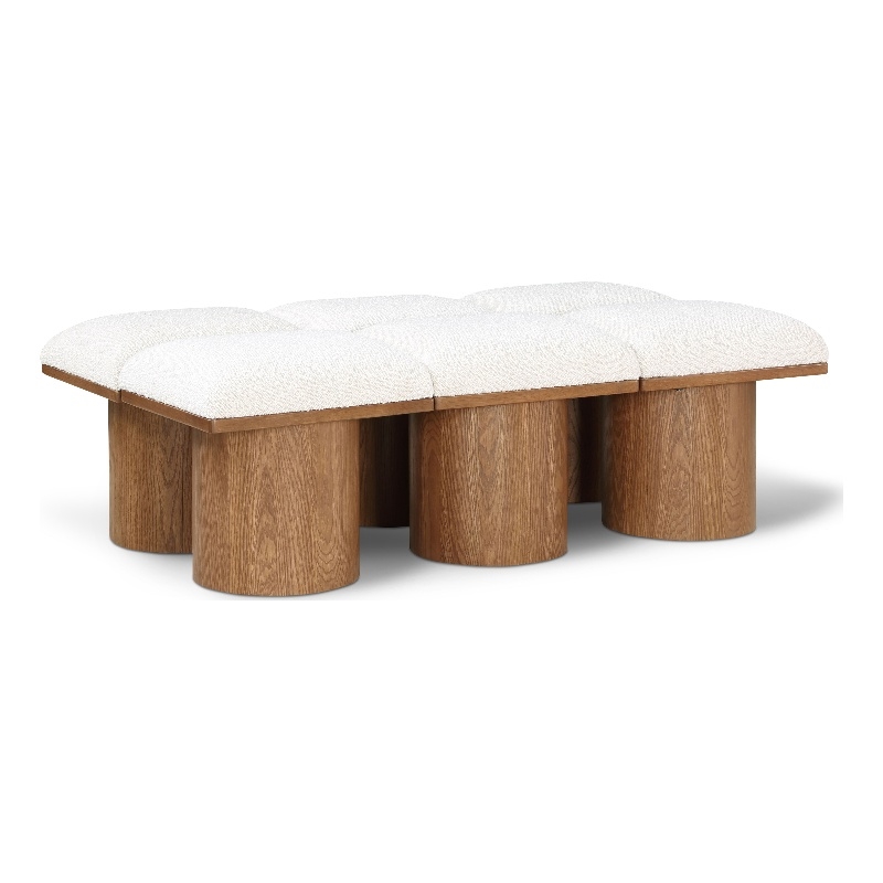 Meridian Furniture Pavilion Cream Boucle Fabric Bench
