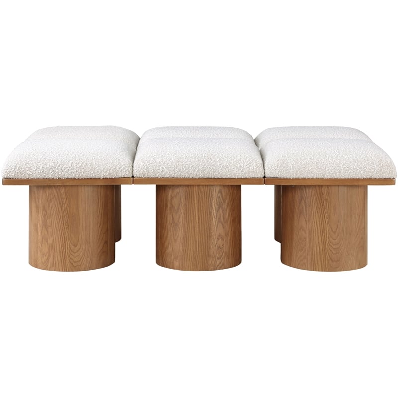 Meridian Furniture Pavilion Cream Boucle Fabric Bench
