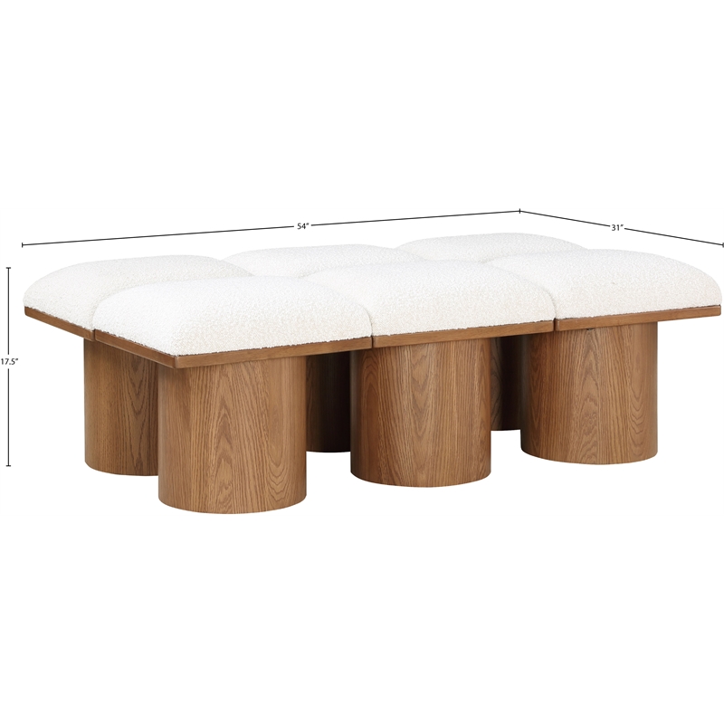 Meridian Furniture Pavilion Cream Boucle Fabric Bench