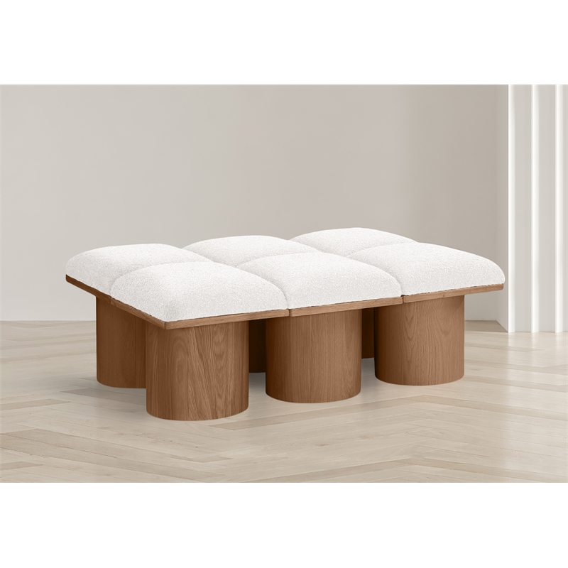 Meridian Furniture Pavilion Cream Boucle Fabric Bench