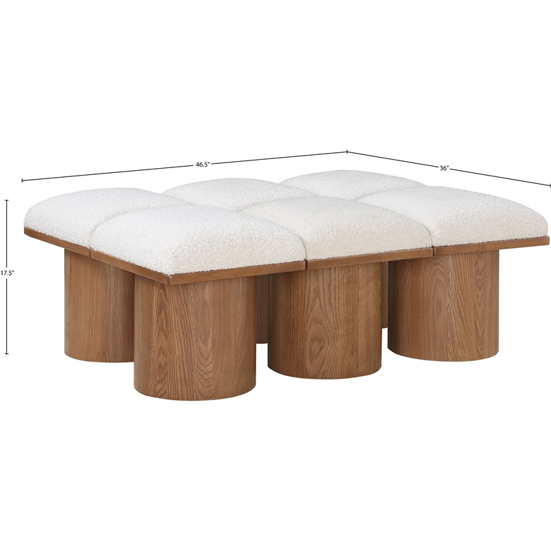 Meridian Furniture Pavilion Cream Boucle Fabric Bench