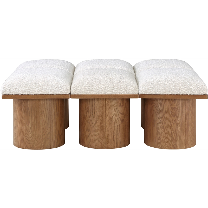 Meridian Furniture Pavilion Cream Boucle Fabric Bench