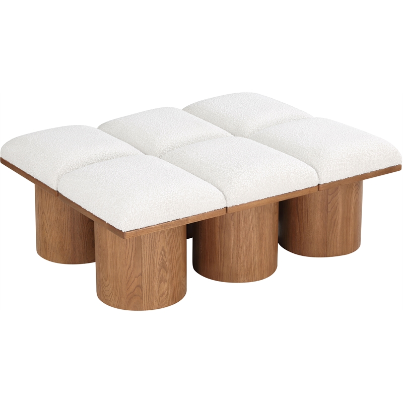Meridian Furniture Pavilion Cream Boucle Fabric Bench