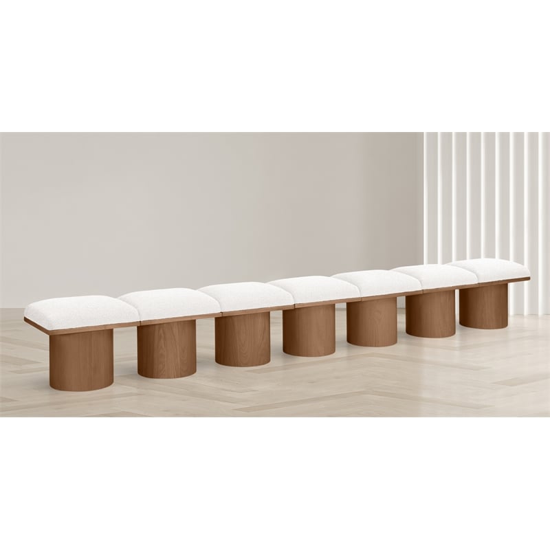 Meridian Furniture Pavilion Cream Boucle Fabric Bench