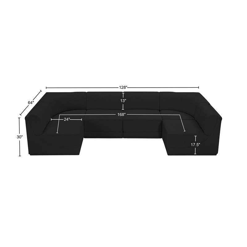 Meridian Furniture Ollie Black Boucle Fabric Modular Sectional