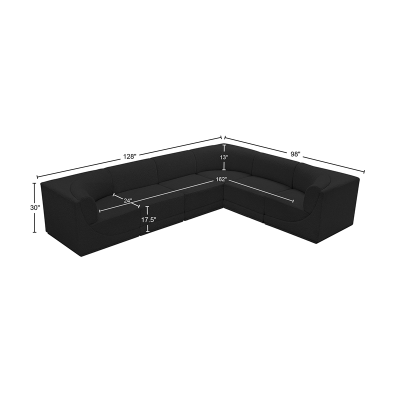 Meridian Furniture Ollie Black Boucle Fabric Modular Sectional