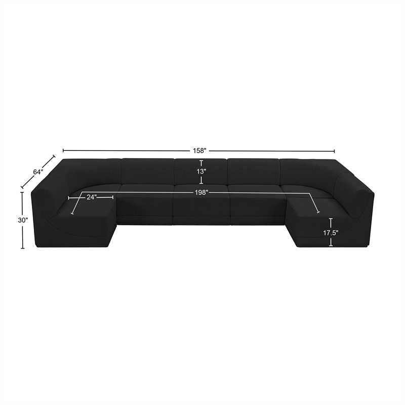 Meridian Furniture Ollie Black Boucle Fabric Modular Sectional
