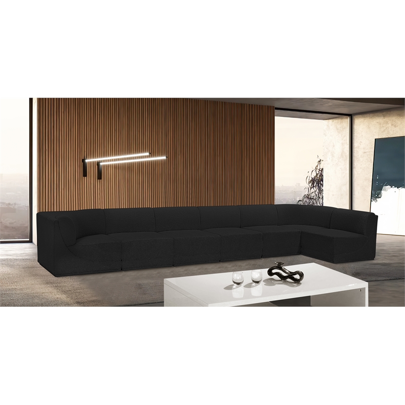 Meridian Furniture Ollie Black Boucle Fabric Modular Sectional
