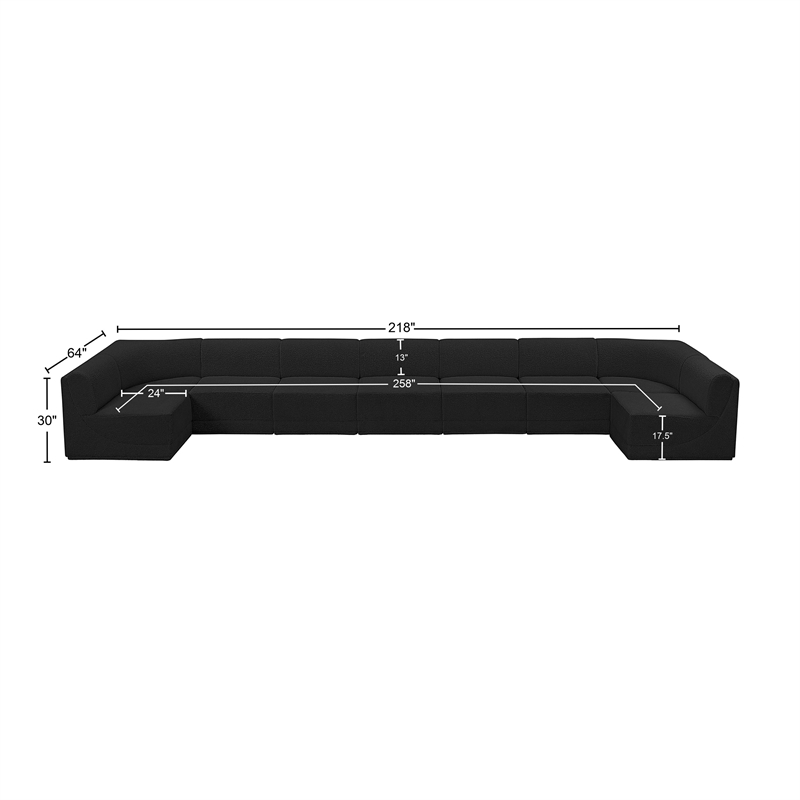 Meridian Furniture Ollie Black Boucle Fabric Modular Sectional