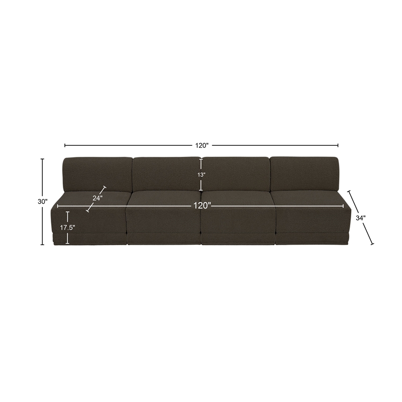 Meridian Furniture Ollie Brown Boucle Fabric Modular Sofa