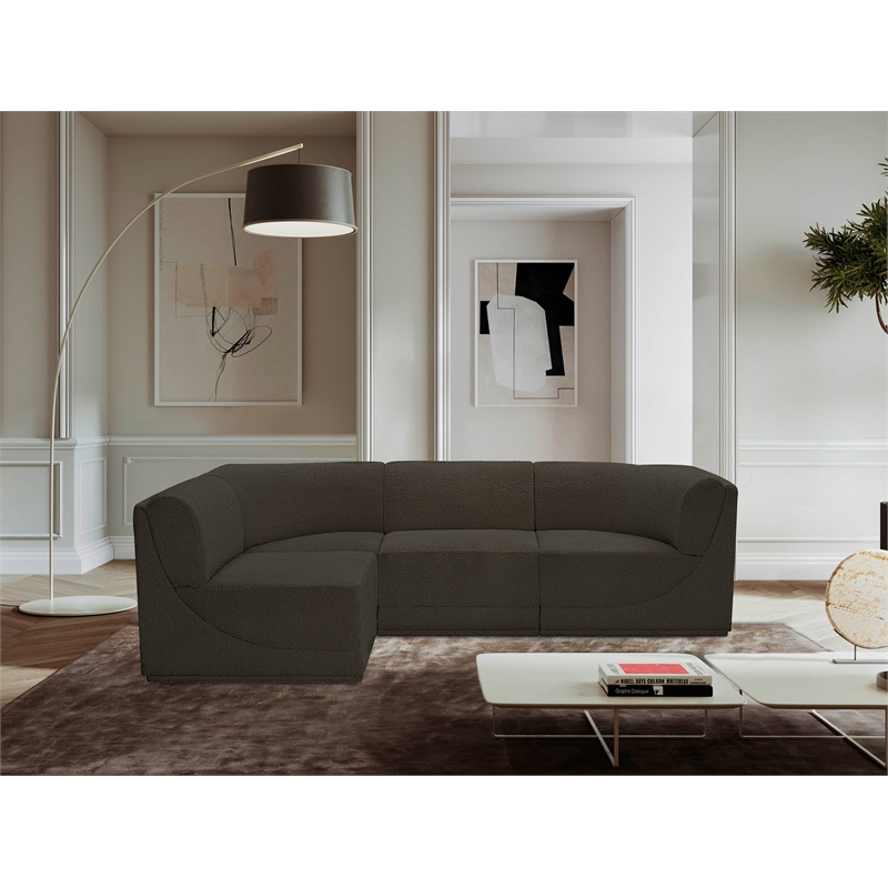 Meridian Furniture Ollie Brown Boucle Fabric Modular Sectional