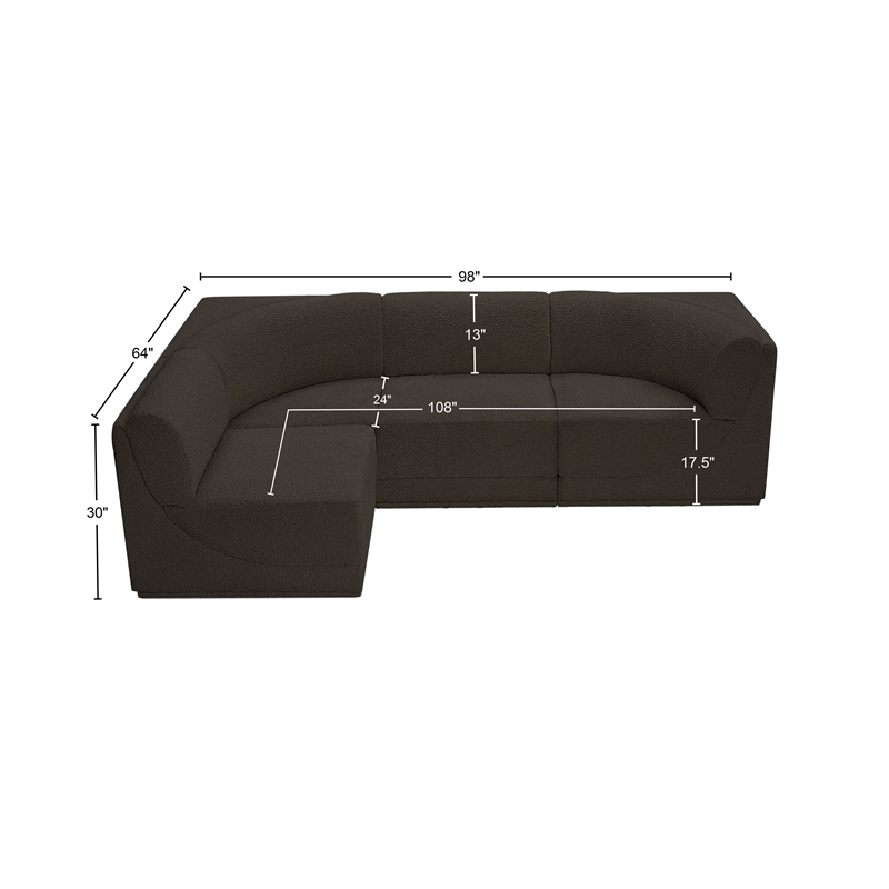 Meridian Furniture Ollie Brown Boucle Fabric Modular Sectional