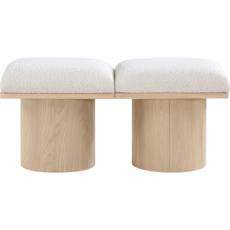 Meridian Furniture Pavilion Cream Boucle Fabric Bench