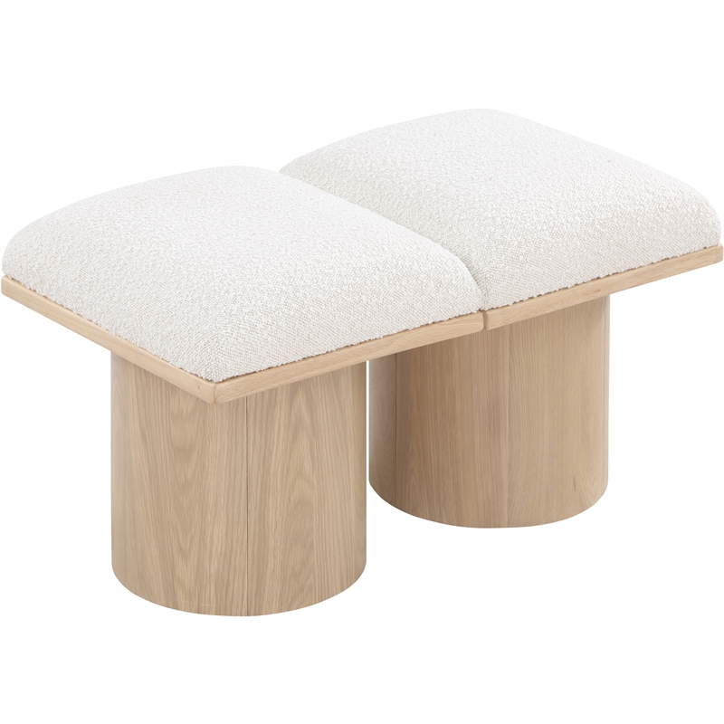 Meridian Furniture Pavilion Cream Boucle Fabric Bench