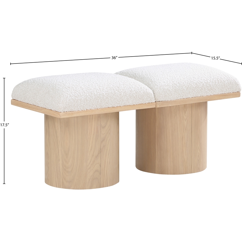 Meridian Furniture Pavilion Cream Boucle Fabric Bench