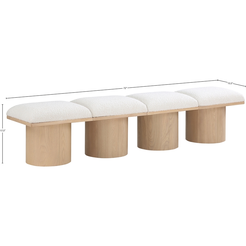 Meridian Furniture Pavilion Cream Boucle Fabric Bench