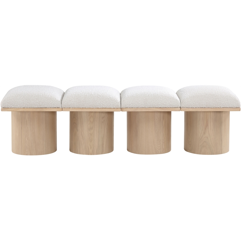 Meridian Furniture Pavilion Cream Boucle Fabric Bench