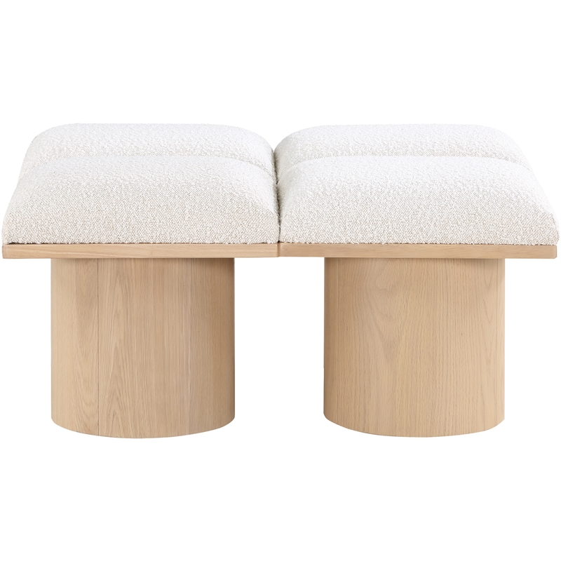 Meridian Furniture Pavilion Cream Boucle Fabric Bench