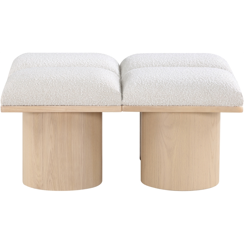 Meridian Furniture Pavilion Cream Boucle Fabric Bench