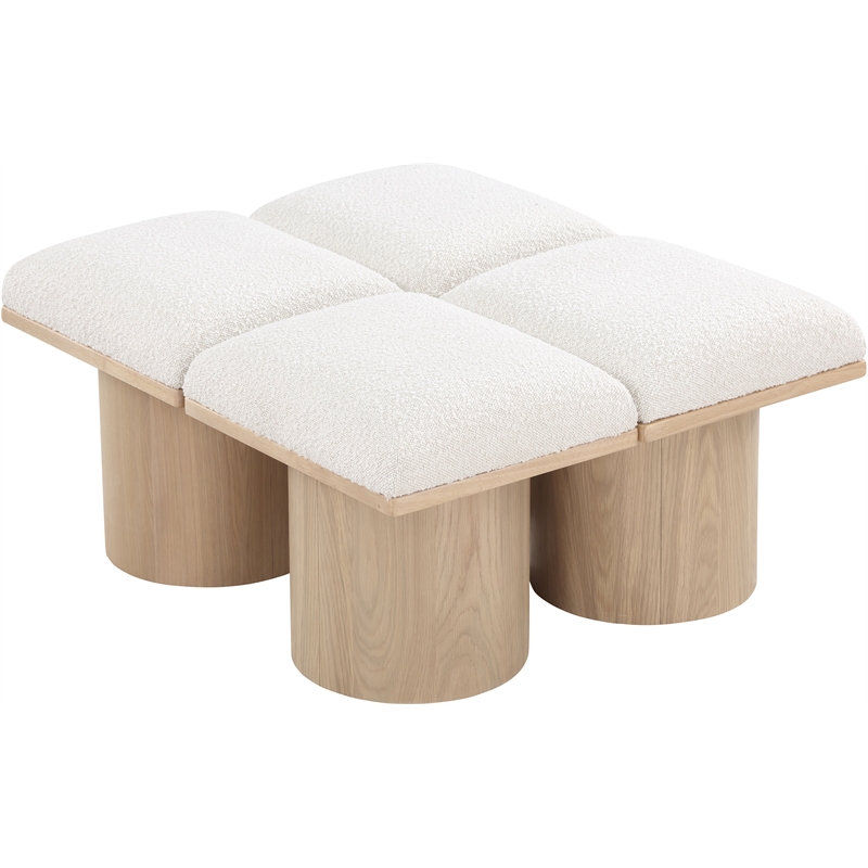 Meridian Furniture Pavilion Cream Boucle Fabric Bench