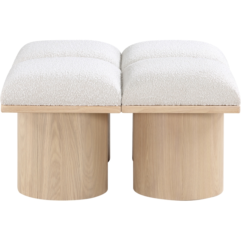Meridian Furniture Pavilion Cream Boucle Fabric Bench