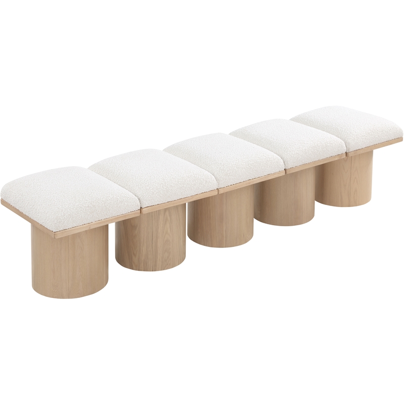 Meridian Furniture Pavilion Cream Boucle Fabric Bench