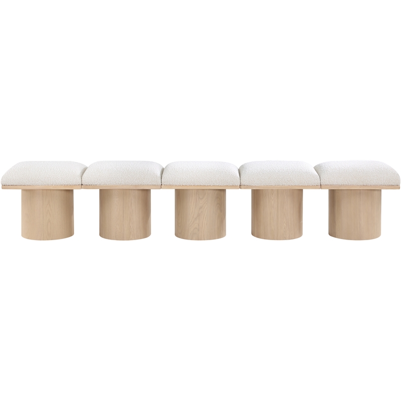 Meridian Furniture Pavilion Cream Boucle Fabric Bench