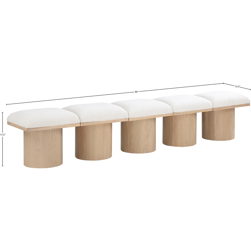 Meridian Furniture Pavilion Cream Boucle Fabric Bench
