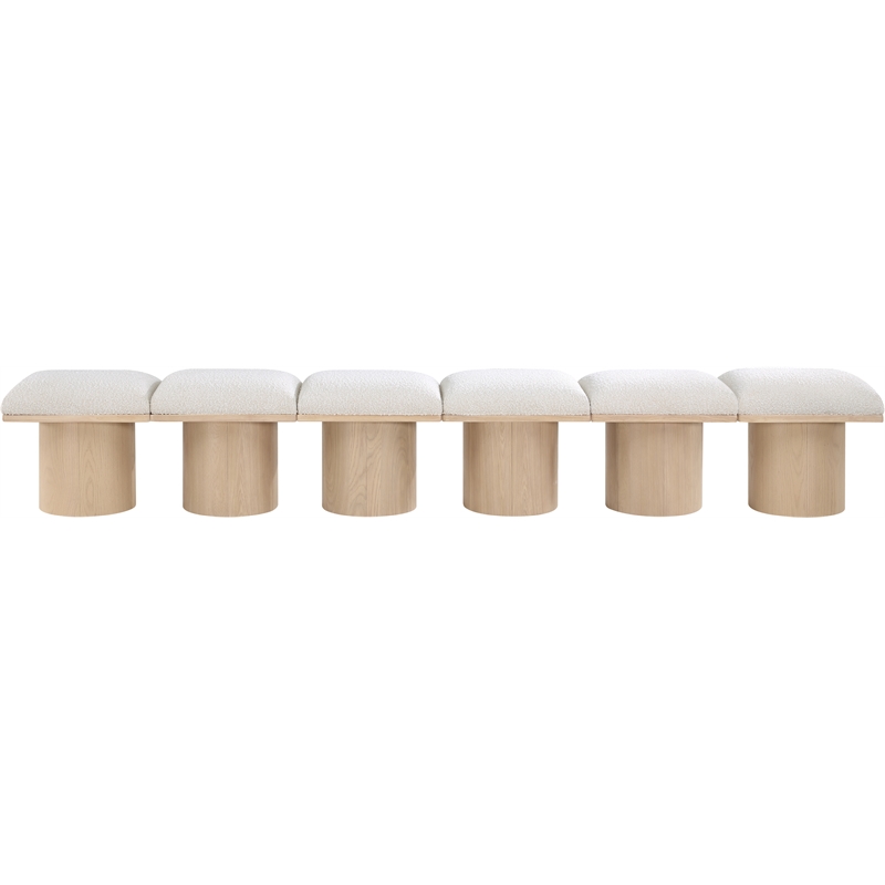 meridian furniture pavilion cream boucle fabric bench