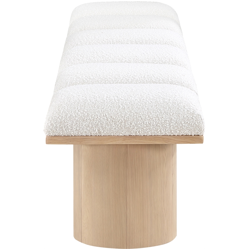 meridian furniture pavilion cream boucle fabric bench