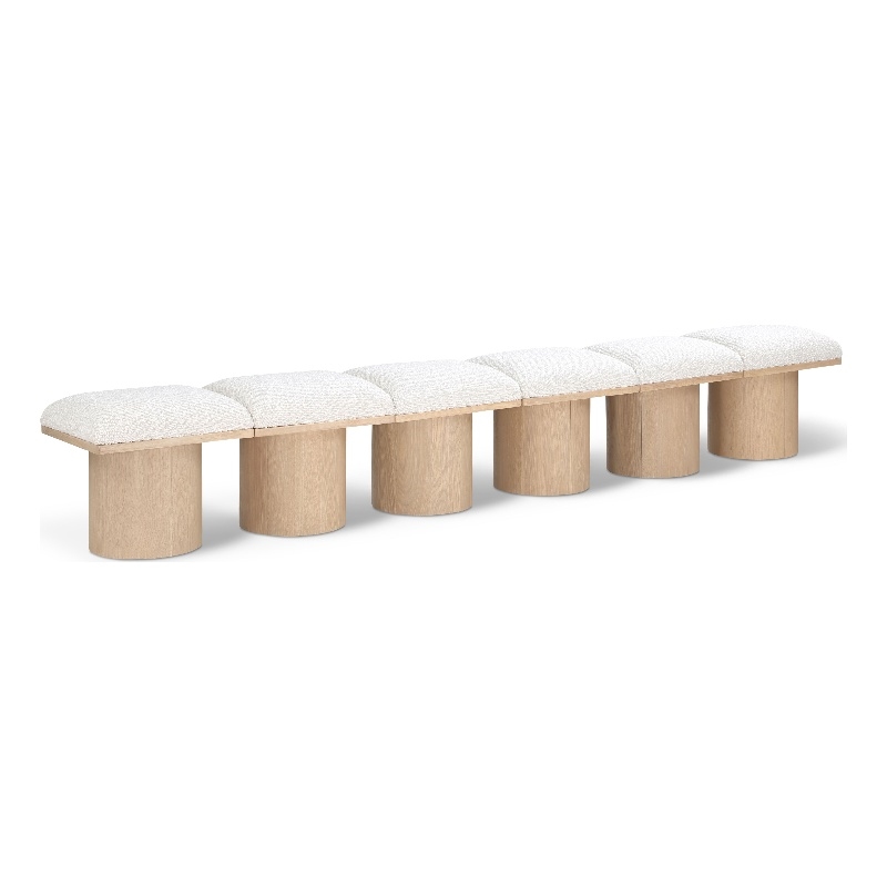 meridian furniture pavilion cream boucle fabric bench