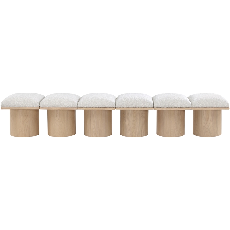 Meridian Furniture Pavilion Cream Boucle Fabric Bench