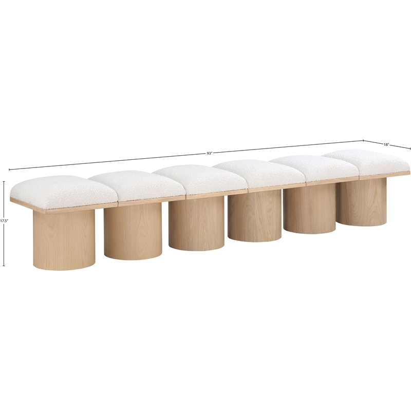Meridian Furniture Pavilion Cream Boucle Fabric Bench