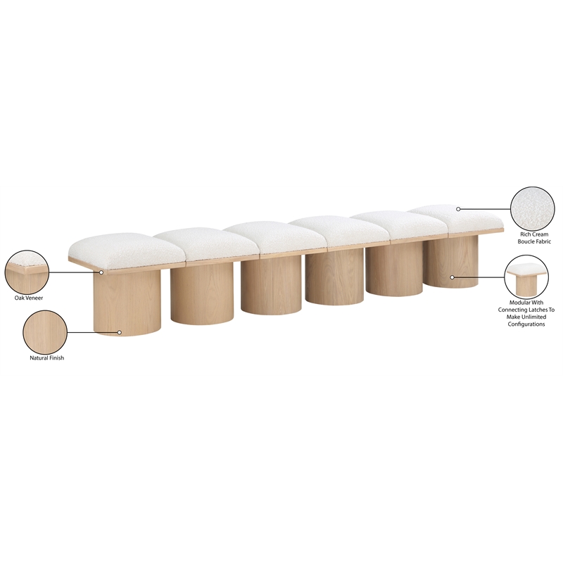 Meridian Furniture Pavilion Cream Boucle Fabric Bench