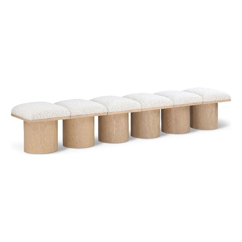 Meridian Furniture Pavilion Cream Boucle Fabric Bench