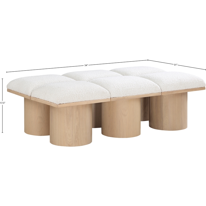 Meridian Furniture Pavilion Cream Boucle Fabric Bench