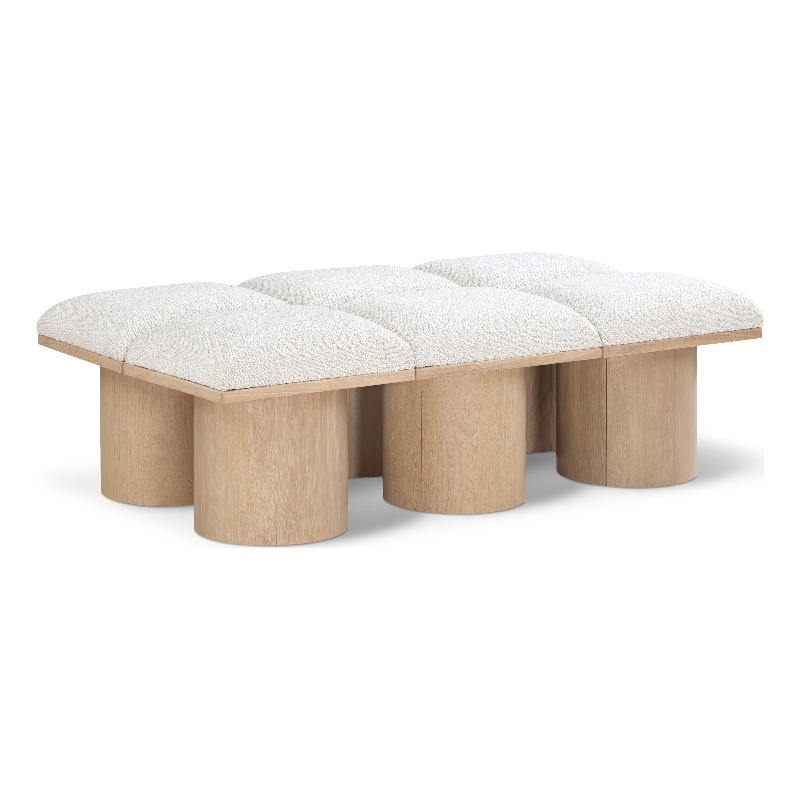 Meridian Furniture Pavilion Cream Boucle Fabric Bench