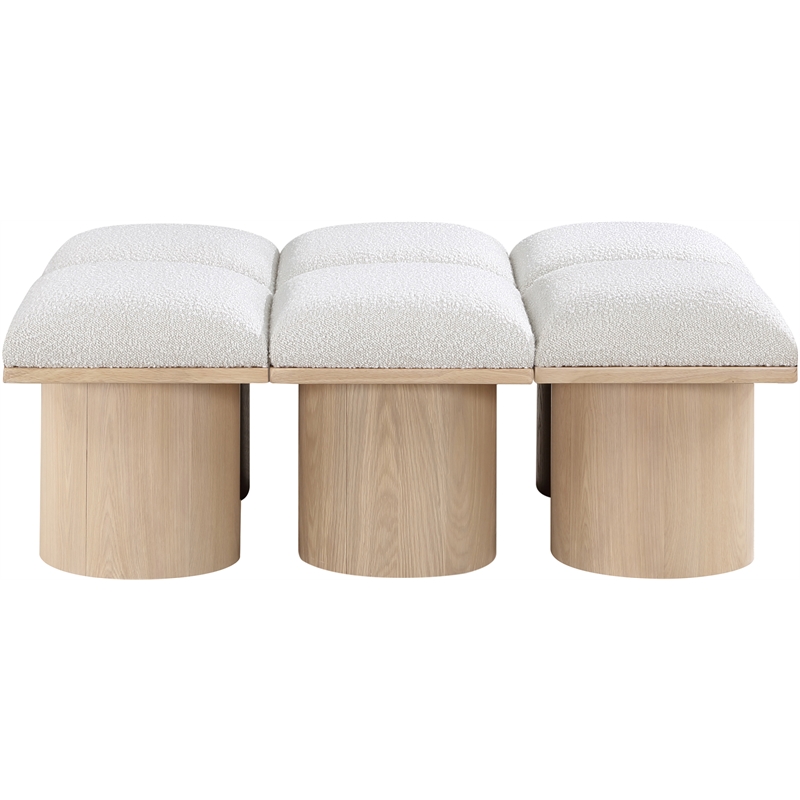 Meridian Furniture Pavilion Cream Boucle Fabric Bench