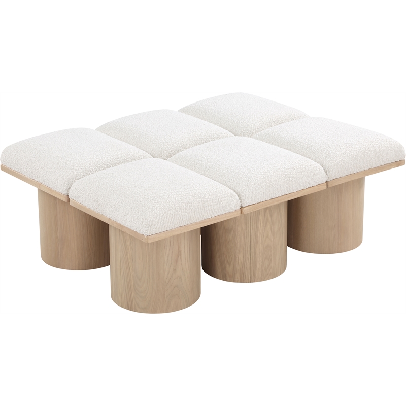 Meridian Furniture Pavilion Cream Boucle Fabric Bench