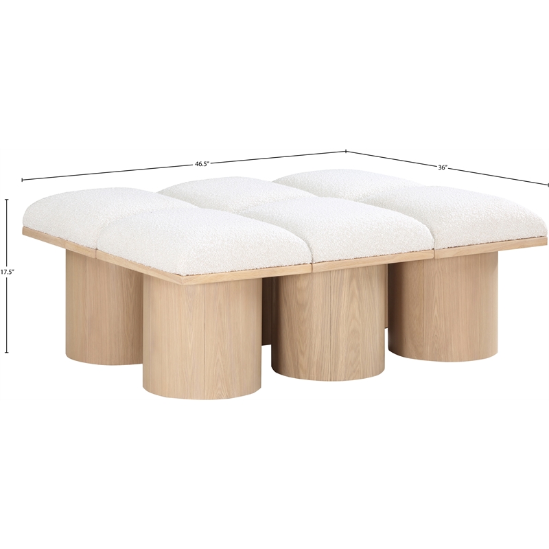 Meridian Furniture Pavilion Cream Boucle Fabric Bench