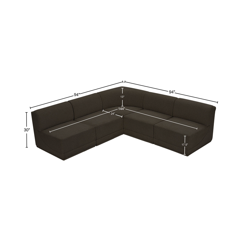 Meridian Furniture Ollie Brown Boucle Fabric Modular Sectional