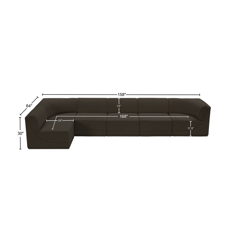 Meridian Furniture Ollie Brown Boucle Fabric Modular Sectional