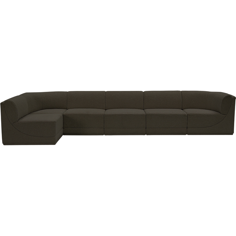 Meridian Furniture Ollie Brown Boucle Fabric Modular Sectional