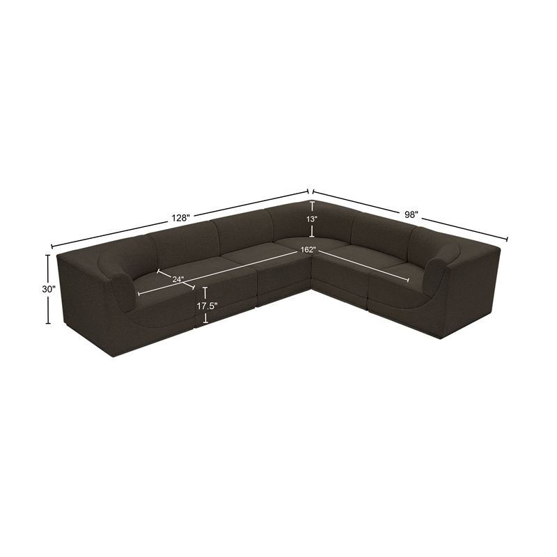 Meridian Furniture Ollie Brown Boucle Fabric Modular Sectional