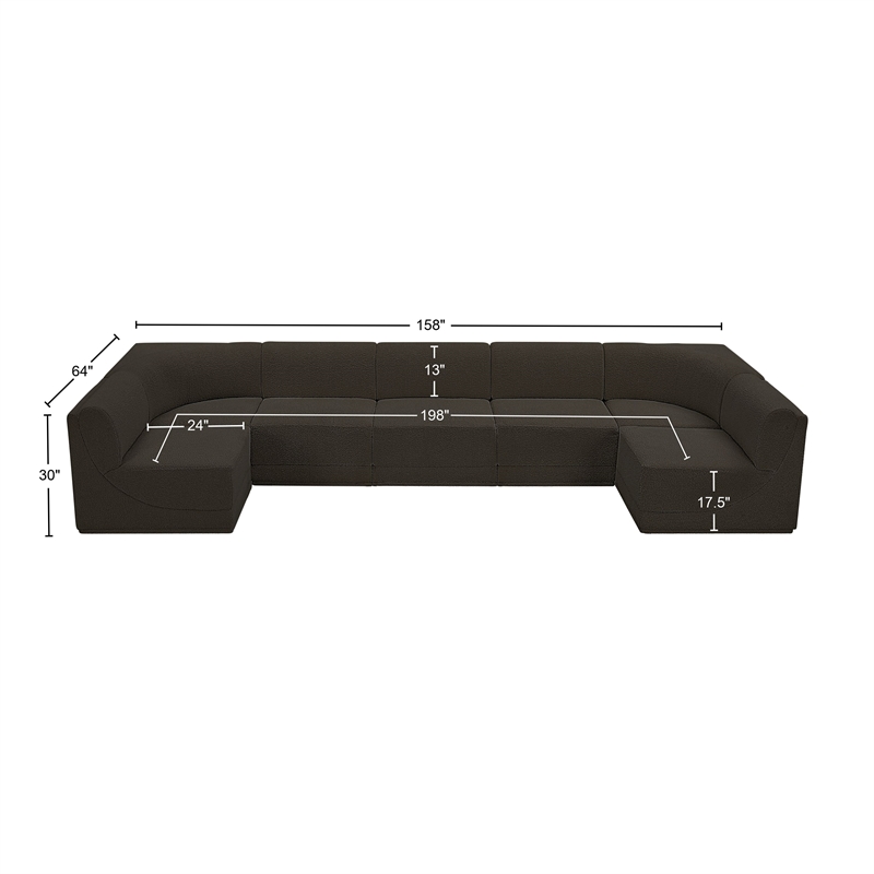 Meridian Furniture Ollie Brown Boucle Fabric Modular Sectional