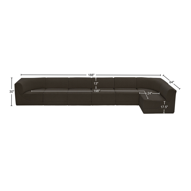 Meridian Furniture Ollie Brown Boucle Fabric Modular Sectional