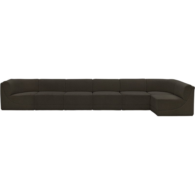 Meridian Furniture Ollie Brown Boucle Fabric Modular Sectional