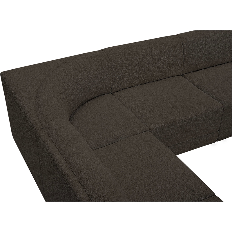 Meridian Furniture Ollie Brown Boucle Fabric Modular Sectional