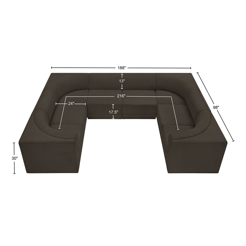 Meridian Furniture Ollie Brown Boucle Fabric Modular Sectional