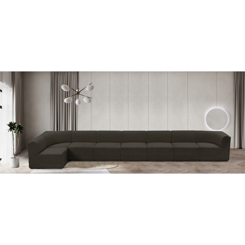 Meridian Furniture Ollie Brown Boucle Fabric Modular Sectional